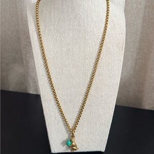 Museum of Modern Art Vintage Brass Necklace with Bunny and Egg.